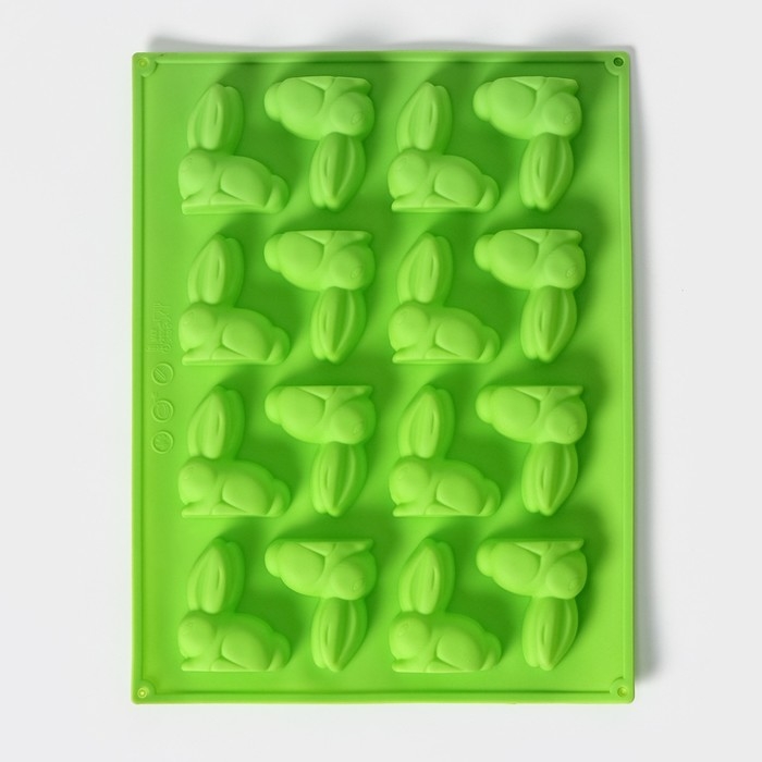 Форма для шоколада Доляна «Пасхальный кролик», силикон, 30×23 см, 16 ячеек, цвет МИКС Форма для шоколада Доляна «Пасхальный кролик», силикон, 30×23 см, 16 ячеек, цвет МИКС