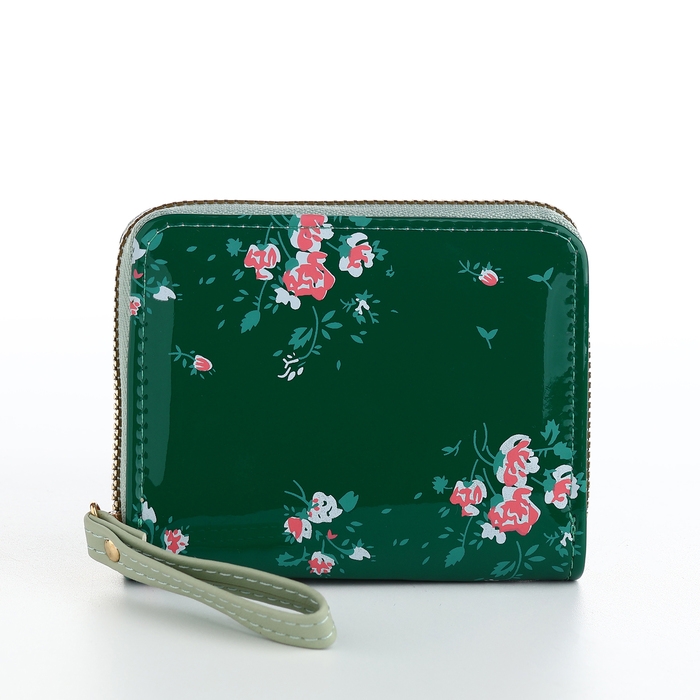 Кошелёк женский на молнии, лакированный, цвет зелёный Кошелёк женский на молнии, лакированный, цвет зелёный