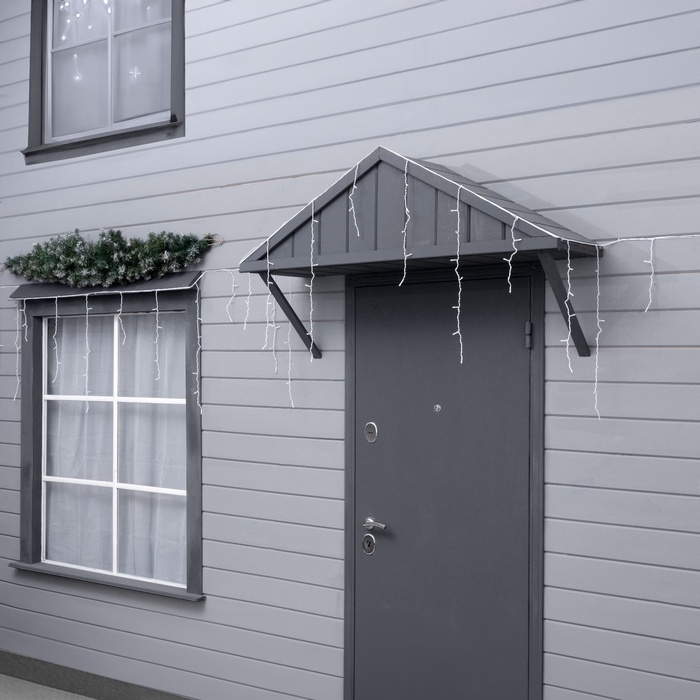 Гирлянда «Бахрома» 12 × 0.7 м, IP44, УМС, белая нить, 240 LED, свечение тёплое белое, 220 В