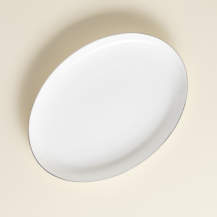 Тарелка для подачи SL Home «Каскарон», 25,4×18,5×2,5 см, овальная, костяной фарфор, белая