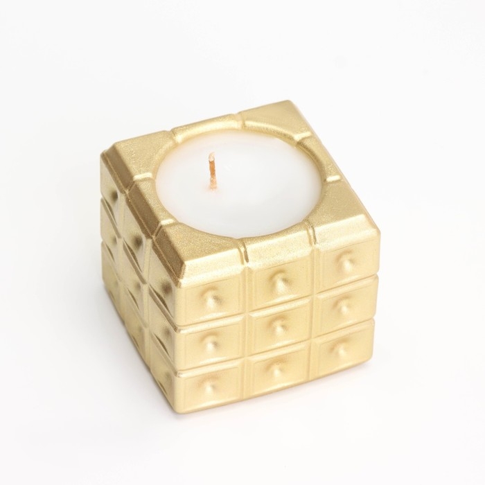 Свеча  Свеча "Квадрат в точку" в подсвечнике из гипса, 7,5х6,5см, золото