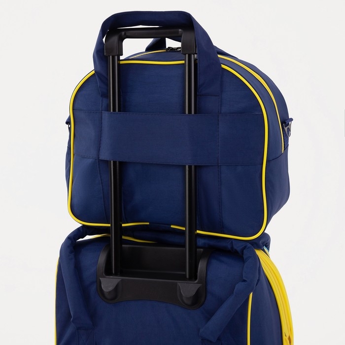 Чемодан малый 37 л (S), с расширением, сумка дорожная на молнии, цвет синий/оранжевый Чемодан малый 37 л (S), с расширением, сумка дорожная на молнии, цвет синий/оранжевый