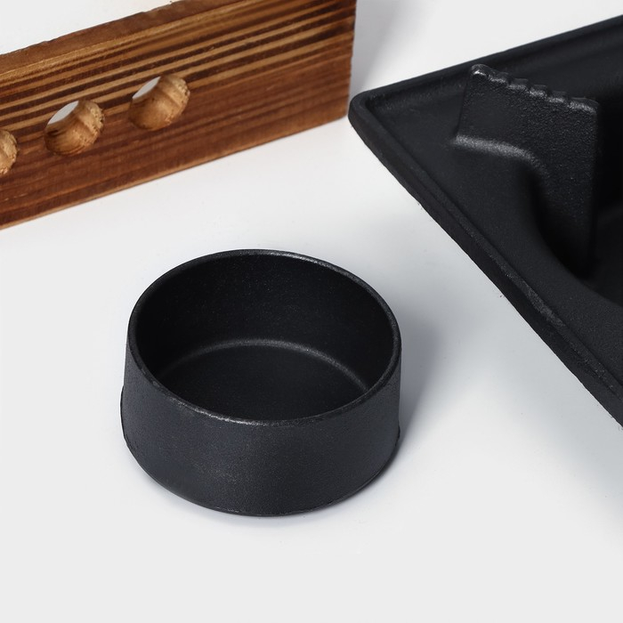 Подставка для подогрева блюд, 20×20×8 см, с деревянной подставкой Подставка для подогрева блюд, 20×20×8 см, с деревянной подставкой