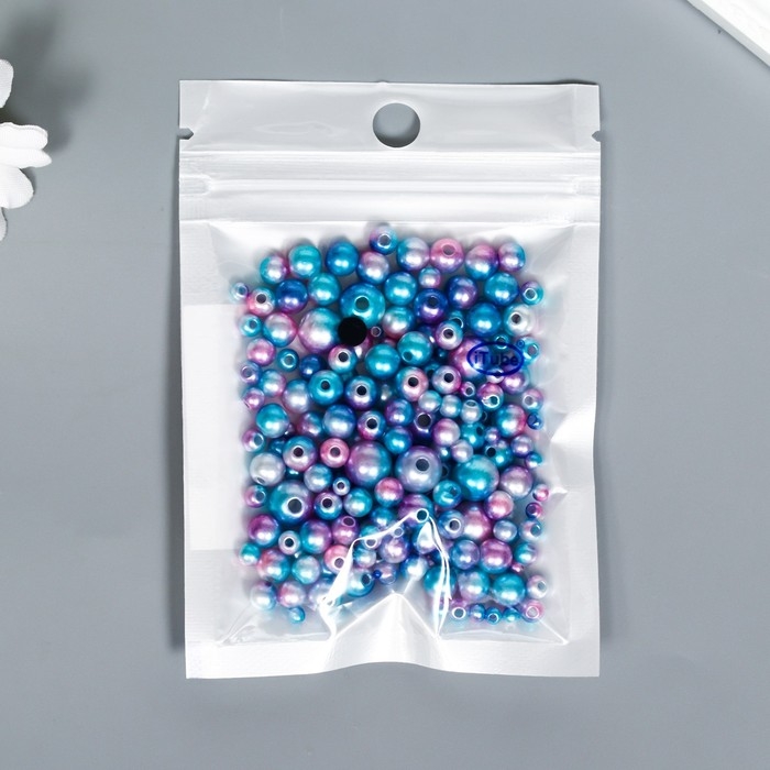 Бусины для творчества пластик Бусины для творчества пластик "Круглые. Градиент. Русалка голубая" d=3-8 мм, набор 10 гр