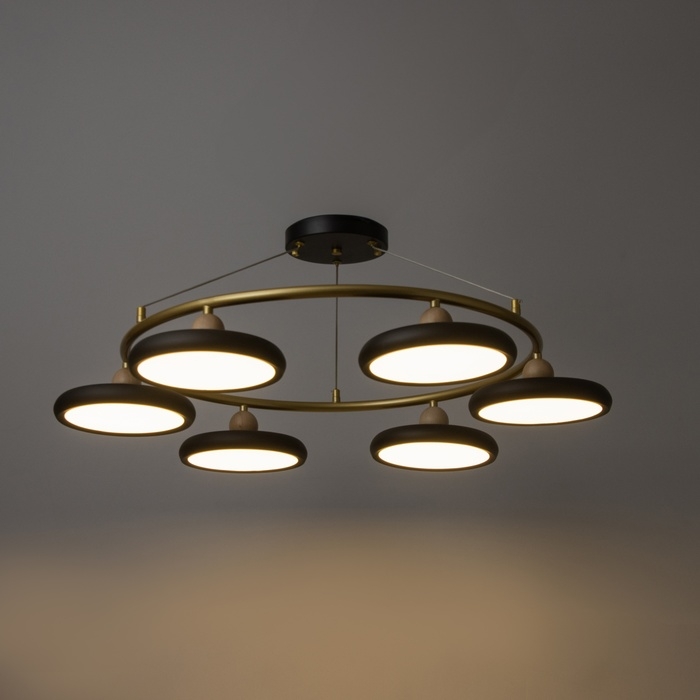 Люстра Люстра "Моника" 6хLED 144Вт 3000-6000К черно-золотой 78х78х100 см