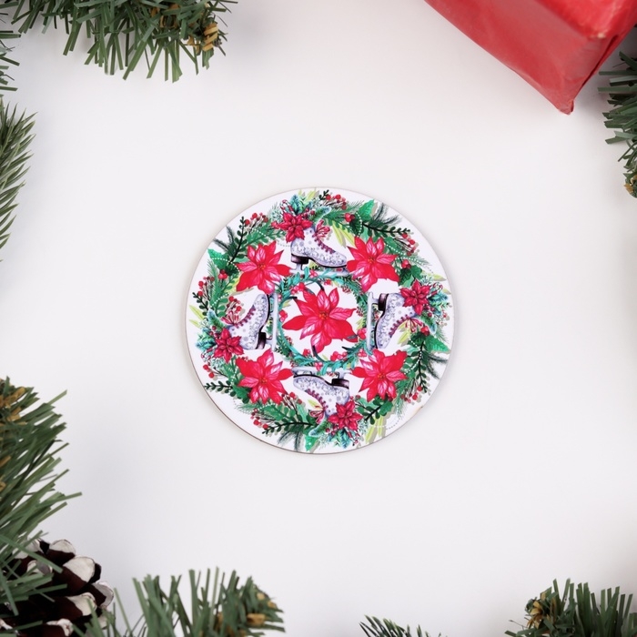 Набор Набор "Коньки", подставка под горячее и 2 подстаканника, D-20,5 см