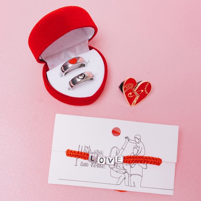 Значки-неразлучники «Сердце» булавка, цвет красный в золоте Значки-неразлучники «Сердце» булавка, цвет красный в золоте