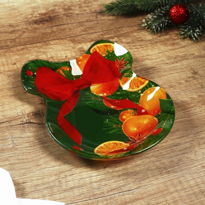Новый год. Тарелка в форме банта «Апельсины», 13,5 х 18 см Новый год. Тарелка в форме банта «Апельсины», 13,5 х 18 см