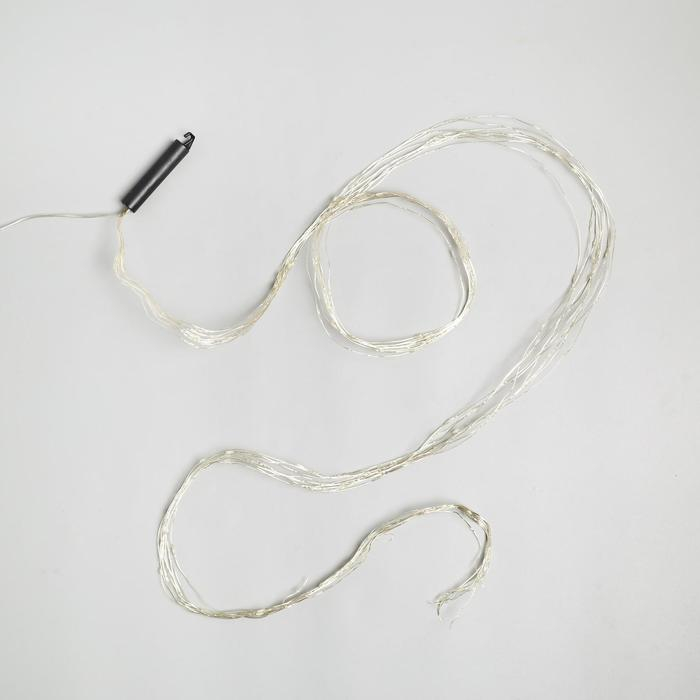 Гирлянда &laquo;Конский хвост&raquo; 10 нитей по 2 м, IP20, серебристая нить, 200 LED, свечение тёплое белое, 12 В