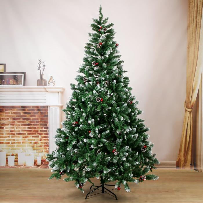 Ёлка  Ёлка "Иней с ягодками" металл подставка, 210 см d нижнего яруса 135 см 1100 веток