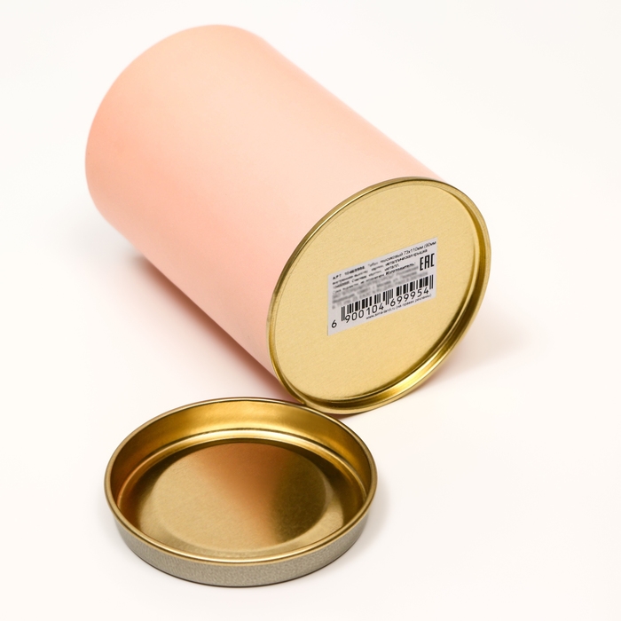 Тубус 73х110 мм (90 мм внутренняя высота), картон, персиковая, металлическая крышка Тубус 73х110 мм (90 мм внутренняя высота), картон, персиковая, металлическая крышка