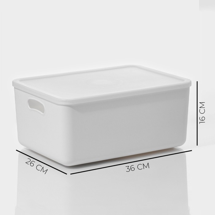 Контейнер для хранения с крышкой LaDо́m «Лёгкость», 36×26×16 см, цвет белый Контейнер для хранения с крышкой LaDо́m «Лёгкость», 36×26×16 см, цвет белый