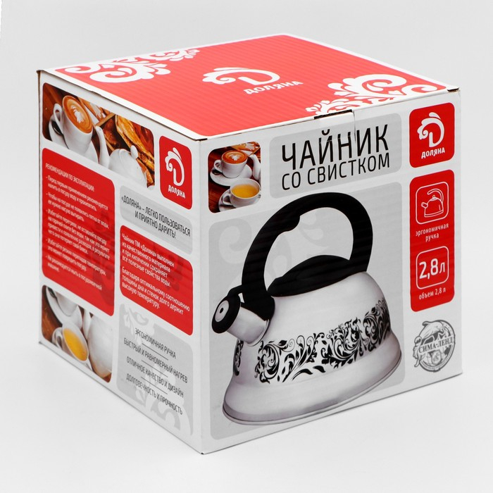 Чайник со свистком из нержавеющей стали Доляна «Рио», 2,8 л, фиксированная ручка, цвет хромированный Чайник со свистком из нержавеющей стали Доляна «Рио», 2,8 л, фиксированная ручка, цвет хромированный