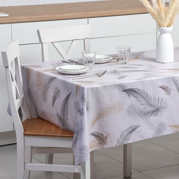 Клеёнка на стол «Перья», на тканиевой основе, рулон 20 метров, ширина 137 см, толщина 0,25 мм Клеёнка на стол «Перья», на тканиевой основе, рулон 20 метров, ширина 137 см, толщина 0,25 мм