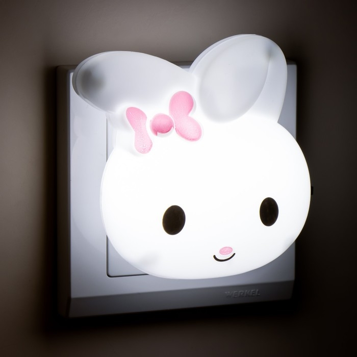 Ночник Ночник "Зайчик с бантом" LED белый 8х7х8 см RISALUX