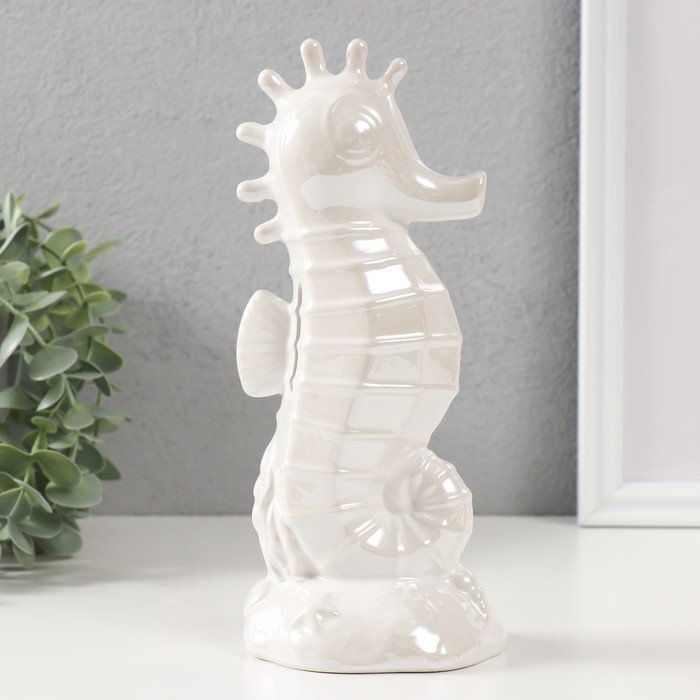 Копилка керамика Копилка керамика "Морской конёк" перламутр 9,5х8,2х21 см