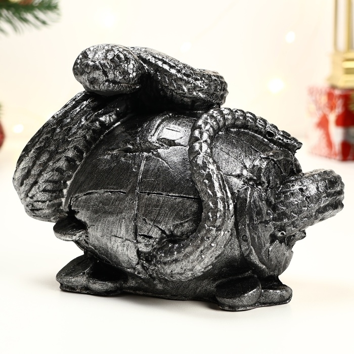 Копилка Копилка "Змея с бочкой" малая серебро, 14х19х12см