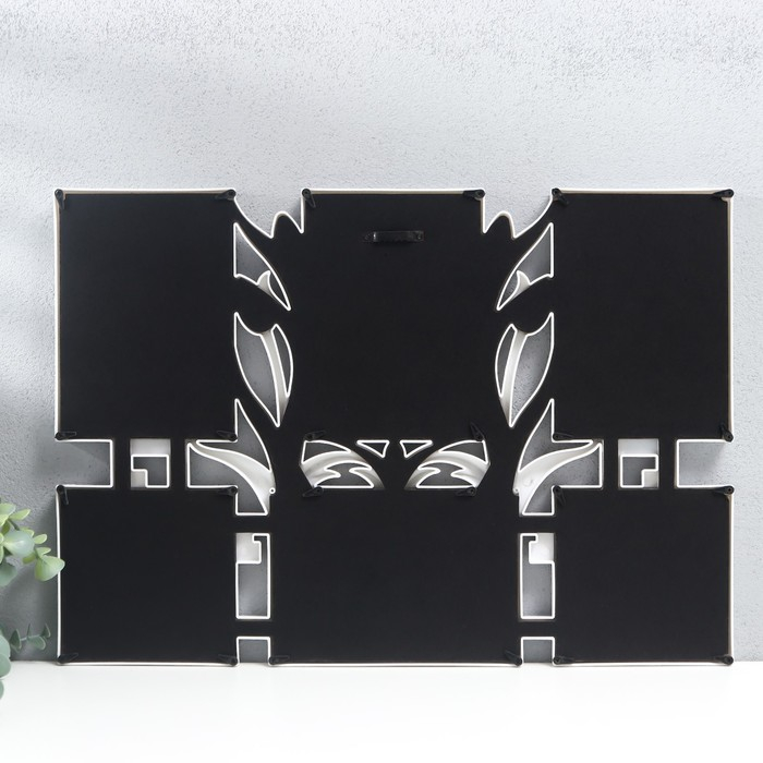 Фоторамка пластик на 6 фото 10х10, 10х15 см "Тюльпаны" белая 34х48 см