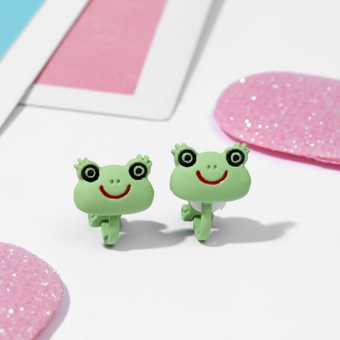 Клипсы детские «Выбражулька» лягушки, цвет зелёный Клипсы детские «Выбражулька» лягушки, цвет зелёный