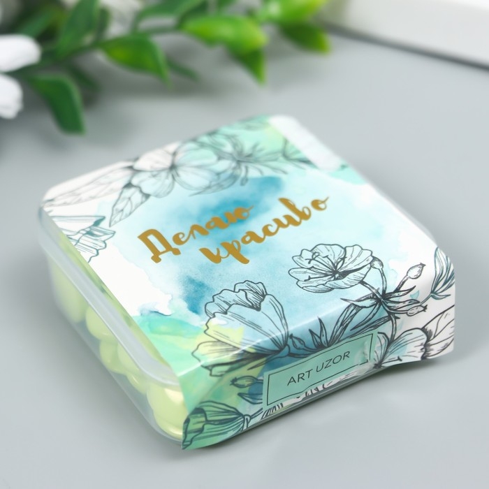 Пуговицы пластик на полуножке Пуговицы пластик на полуножке "Кругляш салат" 1,3х1,3 см набор 50 шт 2х5,5х5,5 см