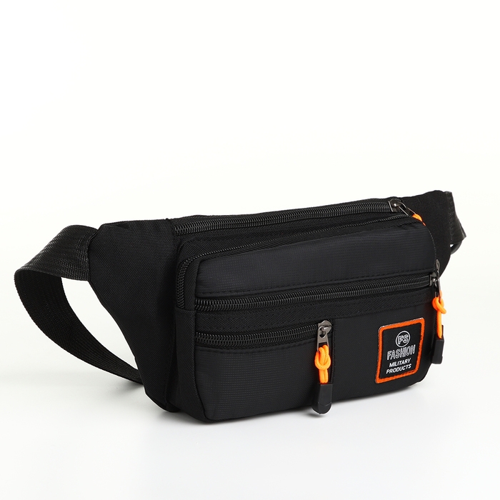 Поясная сумка на молнии, 3 наружных кармана, цвет чёрный Поясная сумка на молнии, 3 наружных кармана, цвет чёрный