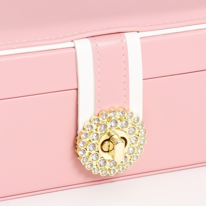 Шкатулка кожзам для украшений  Шкатулка кожзам для украшений "С пряжкой" розовая 24х18,5х9 см