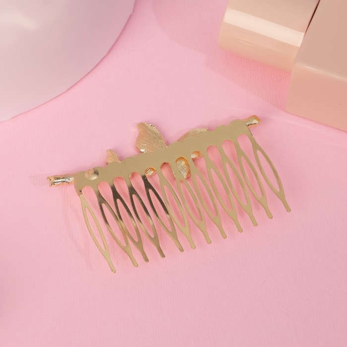 Гребень для волос  Гребень для волос "Либерти" бабочка блеск, 5х7,5 см, золото