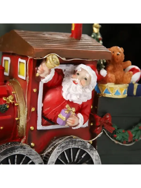 Светодиодная фигура &laquo;Паровоз с Дедом Морозом&raquo; 26.5&times;19.5&times;12.5 см, полистоун, от батареек ААх3, USB, свечение мульти