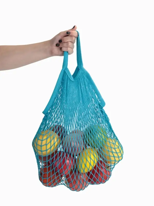 Сумка-авоська плетёная, клетка 1.5 см, бирюзовая