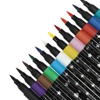 Фломастеры 12 цветов с блестками, в пластиковой коробке