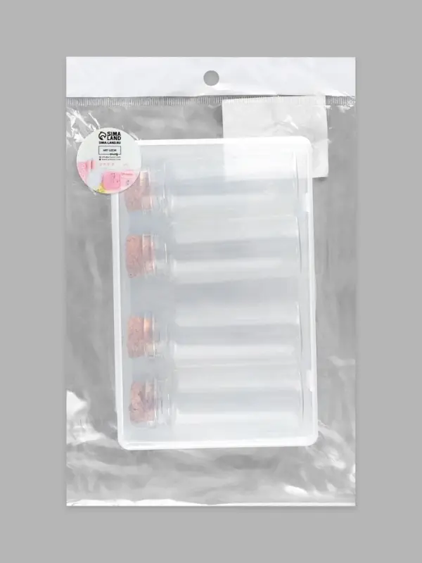 Набор баночек для хранения бисера, d=3&times;7 см, 4 шт., в контейнере, 13.5&times;8.7&times;4 см