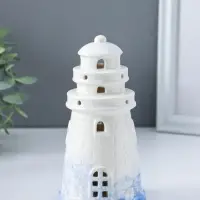 Сувенир керамика свет "Маяк" бело-синий 8х8х15,5 см
