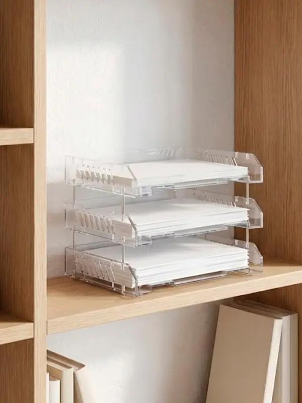 Набор лотков для бумаг &laquo;Сити&raquo;, А4, горизонтальный, на металлических стержнях, 3 отделения, прозрачный