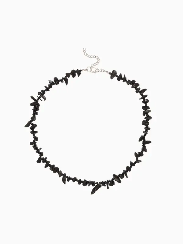 Ожерелье из камня, 45 см, чёрно-серое