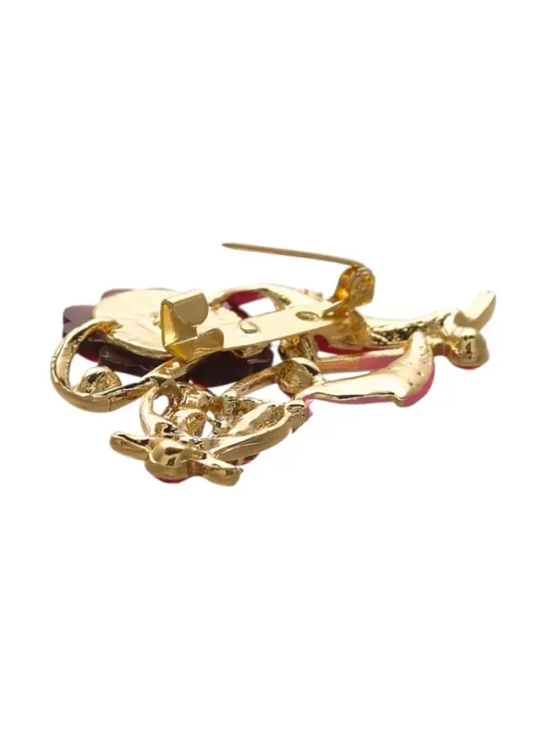 Брошь &laquo;Цветение&raquo;, красная в золоте