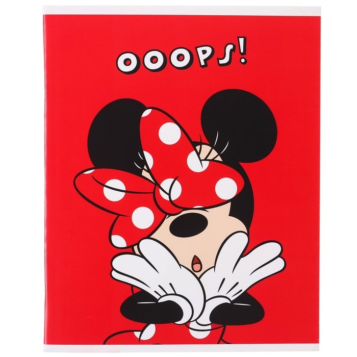 Тетрадь 48 листов в клетку, картонная обложка, Минни Маус