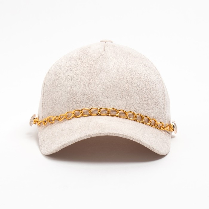 Бейсболка женская MINAKU с цепью цвет бежевый , размер 56-58