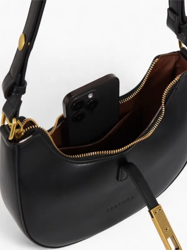 Сумка женская багет TEXTURA на молнии, 24&times;6&times;14 см, чёрная