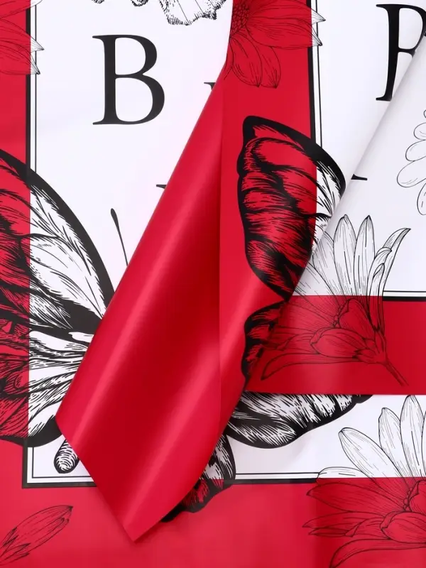 Пленка для цветов, «Бабочки», красный, 57×57±1 см Пленка для цветов, «Бабочки», красный, 57×57±1 см