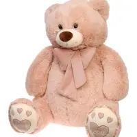 Мягкая игрушка "Медведь Пьер", цвет пудра, с бантом, 130 см МП/70/13