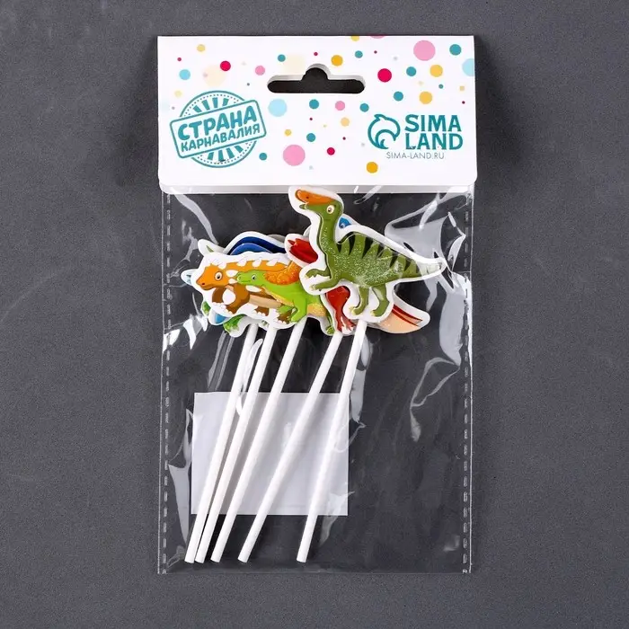Топпер для торта «Динозаврики», в наборе 5 шт. Топпер для торта «Динозаврики», в наборе 5 шт.
