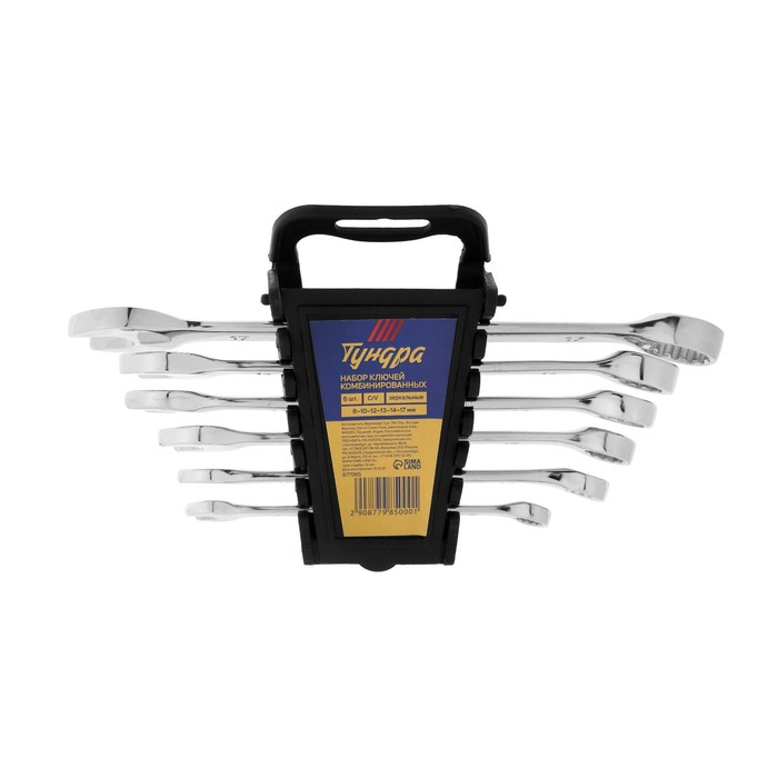Набор ключей комбинированных в холдере ТУНДРА, CrV, зеркальные, 8 - 17 мм, 6 шт. Набор ключей комбинированных в холдере ТУНДРА, CrV, зеркальные, 8 - 17 мм, 6 шт.