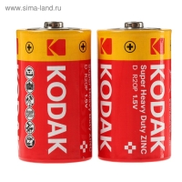 Батарейка солевая Kodak Super Heavy Duty, D, R20-2BL, 1.5В, блистер, 2 шт.