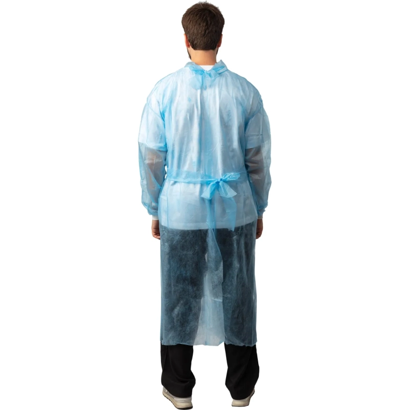 Халат н/с , на завязк, рук.манж, дл.110см, XXL,пл 20, голуб, 10 шт/уп