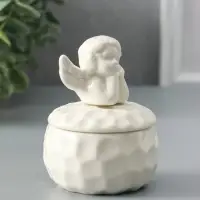 Шкатулка для украшений с крышкой &laquo;Ангелочек&raquo;, керамика, белая, 8&times;8&times;10.5 см