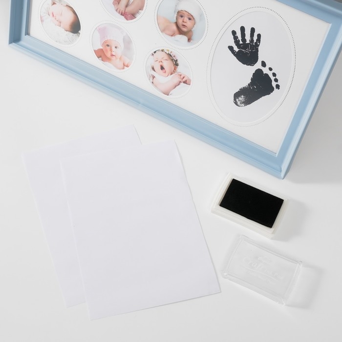 Фоторамка пластик на 6 фото 6х6 см  Фоторамка пластик на 6 фото 6х6 см "Маленький ангел" голубая 2х38х20 см