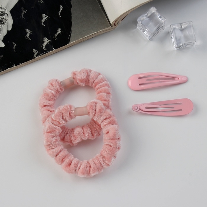 Набор для волос Набор для волос "Глория нежность" (2 резинки 5,5 см, 2 невидимки 5 см) розовый