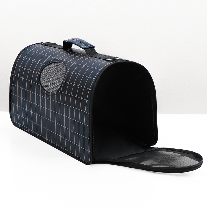 Сумка-переноска каркасная  Сумка-переноска каркасная "Клетка", размер L, 53 х 22 х 29 см, чёрная