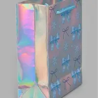 Пакет подарочный &laquo;С Новым годом&raquo;, бантики, голография, S, 12&times;15&times;5.5 см