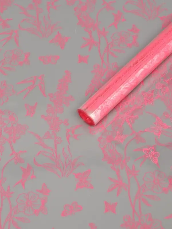 Пленка для цветов "Ласточки", розовый туманный, 0,6 х 9.3&plusmn;5% м, 40 мкм, 200 гр